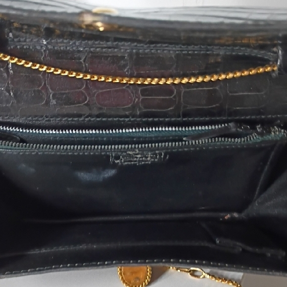 Vintage 60s Pedro Mayorga Buenos Aires Black Crocodile Embossed Clutch - Picture 14 of 16